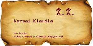Karsai Klaudia névjegykártya